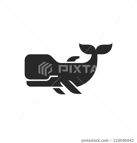 Curved Whale Icon Curved Whale Icon 128096842