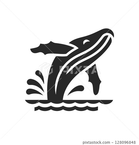 Whale Dive Icon Whale Dive Icon 128096848