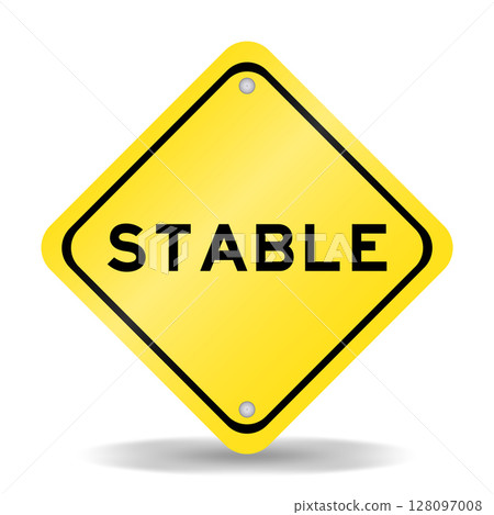 Yellow color transportation sign with word stable on white background Yellow color transportation sign with word stable on white background 128097008