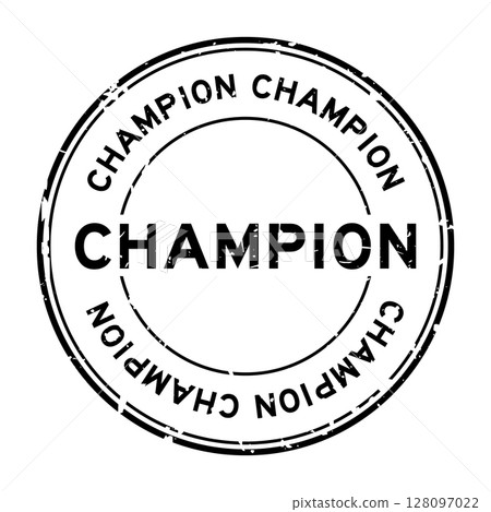 Grunge black champion word round rubber seal stamp on white background Grunge black champion word round rubber seal stamp on white background 128097022