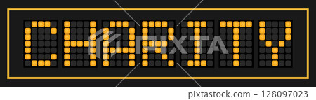Orange color led banner in word charity on black background 128097023