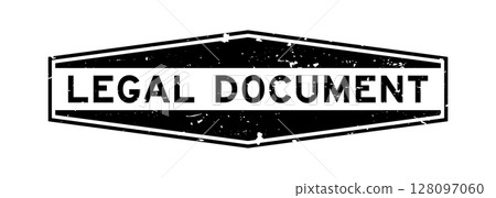 Grunge black legal document word hexagon seal stamp on white background 128097060