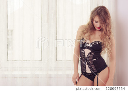 Young girl with sexual lingerie. Young girl with sexual lingerie. 128097334