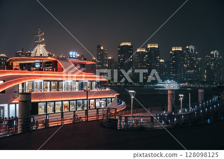 上海外灘夜景 黃浦江亮燈儀式 上海外灘夜景 黃浦江亮燈儀式 128098125