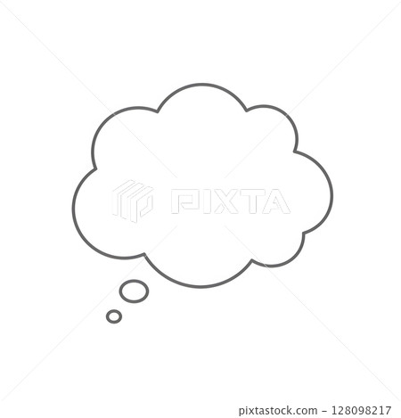 Cloud Thought Bubble Line Drawing Graphic Element Isolated on White 128098217