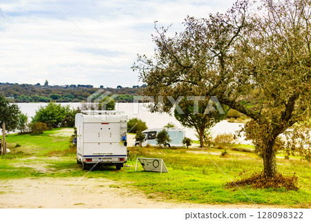 Camper rv camping on nature in Portugal 128098322