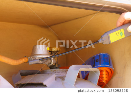 Using gas detector in camper vehicle Using gas detector in camper vehicle 128098338