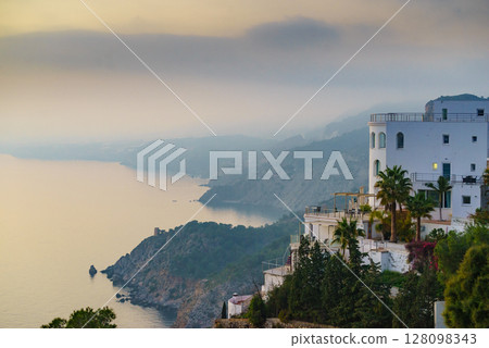 Sea landscape, cliff coast in Andalusia Spain 128098343