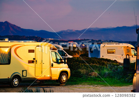 Caravan on beach by Punta Mala, Alcaidesa Spain 128098382