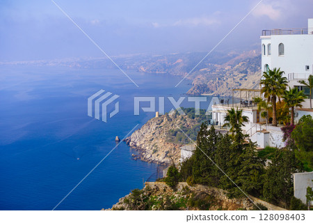 Sea landscape, cliff coast in Andalusia Spain 128098403