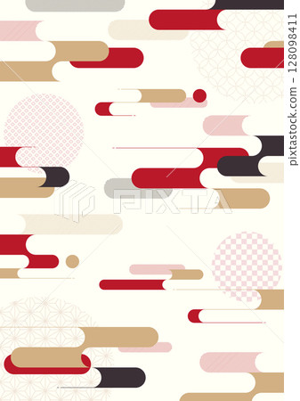 Vertical A-size Japanese modern background material: illustrations of traditional Japanese patterns and hazy landscapes Vertical A-size Japanese modern background material: illustrations of traditional Japanese patterns and hazy landscapes 128098411