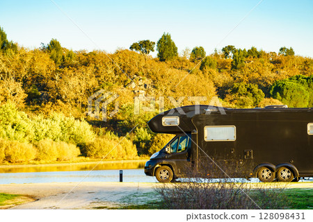 Camper rv camping on nature in Portugal 128098431