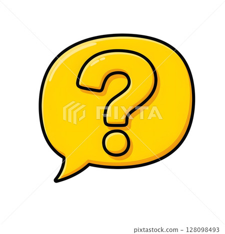 Yellow Speech Bubble with Question Mark Icon in Cartoon Style 128098493