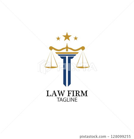 Law Firm logo and icon design template-vector 128099255