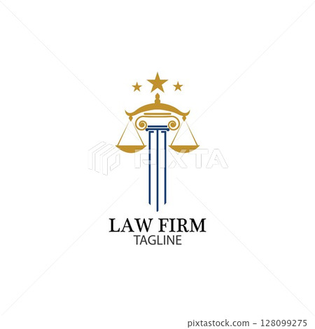 Law Firm logo and icon design template-vector 128099275