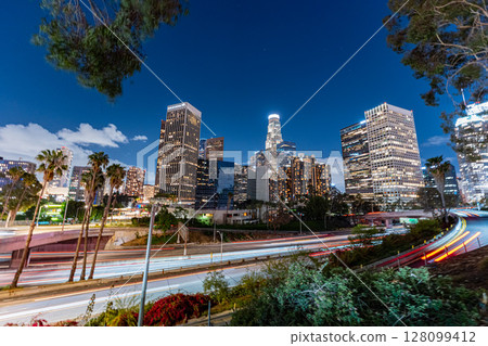 Downtown Los Angeles, USA, cityscape and night view 128099412