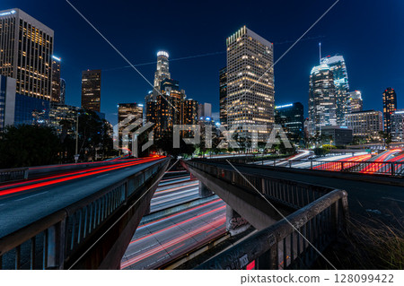 Downtown Los Angeles, USA, cityscape and night view 128099422