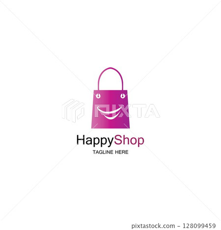Happy Shop logo design template Happy Shop logo design template 128099459