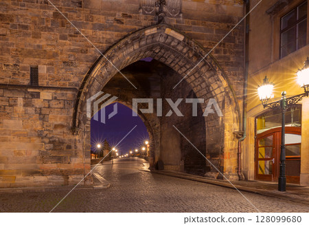 Old Town Bridge Tower Arch in Prague Czech Republic Old Town Bridge Tower Arch in Prague Czech Republic 128099680