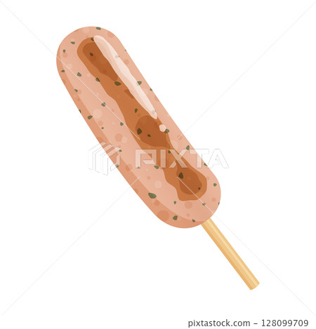 Cute herb frankfurter illustration_with browning Cute herb frankfurter illustration_with browning 128099709