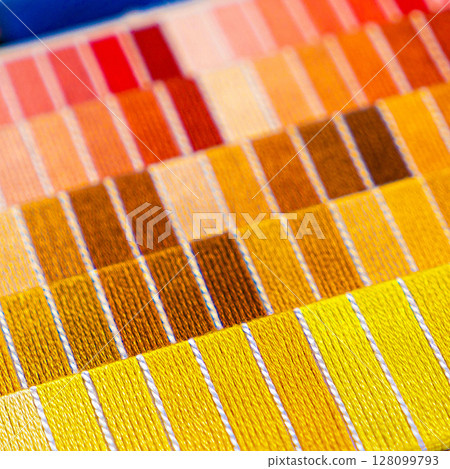Palette of thread colors. Threads for embroidery knitting 128099793