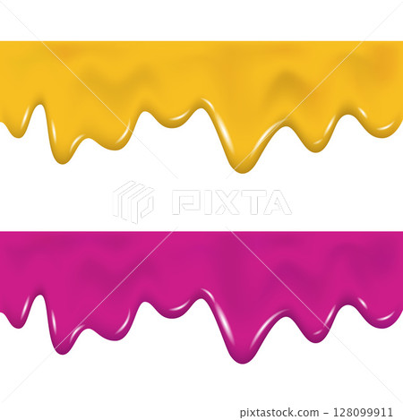 Flowing melted pink, yellow ice cream, glaze or honey texture. Flowing melted pink, yellow ice cream, glaze or honey texture. 128099911