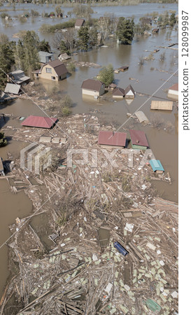 Global warming, floods on the planet.The apocalypse, catastrophes.Storms and destruction.Natural disasters,climate change,the riot of nature.The remnants of human life are floating in dirty water.End 128099987