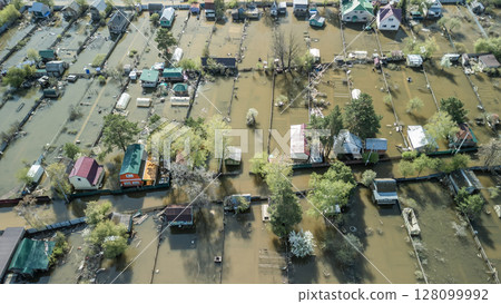 Floods and cyclone, global warming. Climate change,natural disasters the tsunami of nature.The apocalypse, catastrophes.Storms and destruction.The remnants of human life are floating in dirty water 128099992