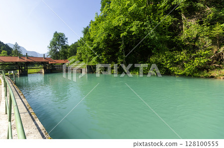 The river Partnach near Garmisch-Partenkirchen in Bavaria The river Partnach near Garmisch-Partenkirchen in Bavaria 128100555