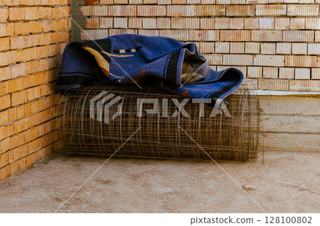 Close up roll of metal net. Textured and Background. High quality photo Close up roll of metal net. Textured and Background. High quality photo 128100802