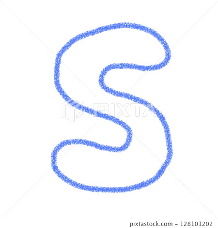 字母S 手寫字母 可愛 素材 藍色 插畫 素材 圖示 蠟筆風格 128101202