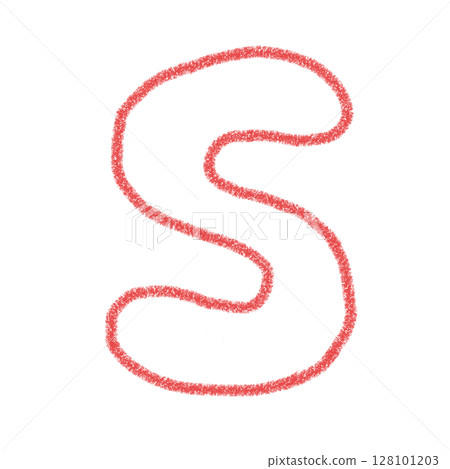 字母S 手寫字母 可愛素材 紅色插畫素材圖示 蠟筆風格 128101203