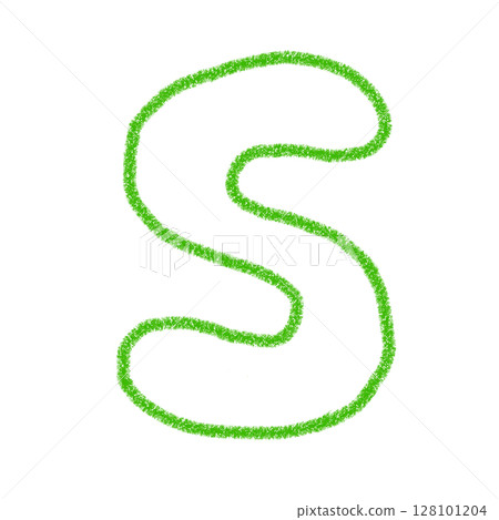 Alphabet S Handwritten letters Cute Material Green Illustration Material Icon Crayon style 128101204