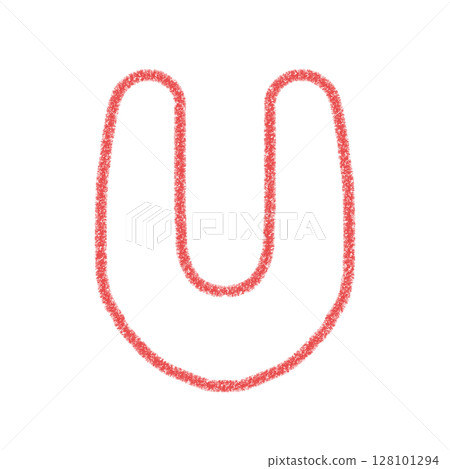 字母U 手寫字母 可愛素材 紅色 插圖 素材 圖示 蠟筆風格 128101294