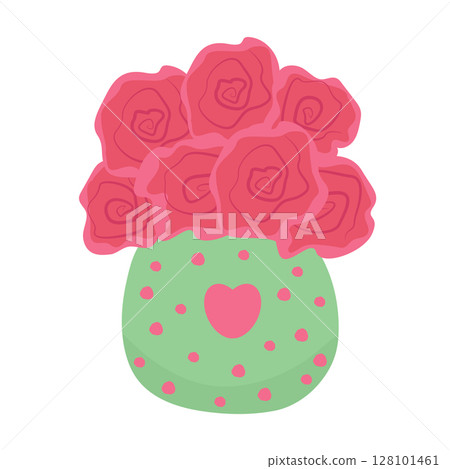 Seven red roses in a green vase Seven red roses in a green vase 128101461