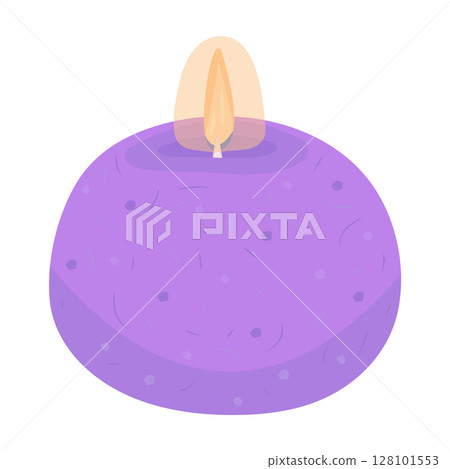 Single lit violet candle, colorful illustration Single lit violet candle, colorful illustration 128101553