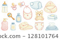 Illustration set of cute baby goods 128101764