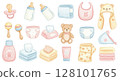 Illustration set of cute baby goods 128101765