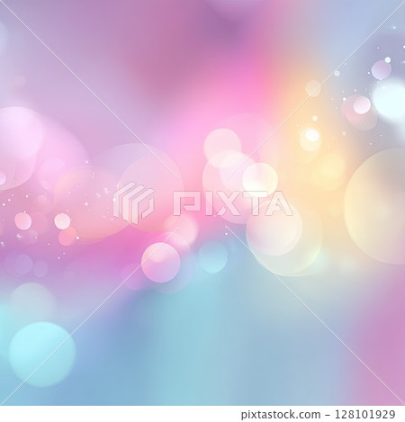Gentle bokeh circles form a dreamy and artistic background in vibrant pastel colors. 128101929