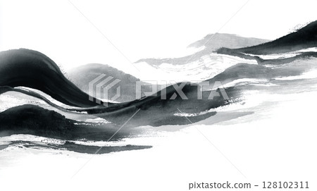 Ink painting monochrome abstract background 128102311