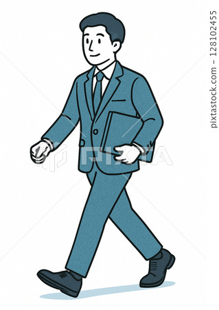 Illustration material of a man in a suit walking 128102455