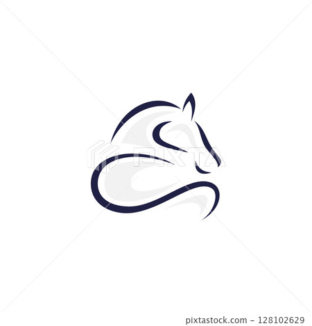 Creative outline horse logo design template in flat style 128102629