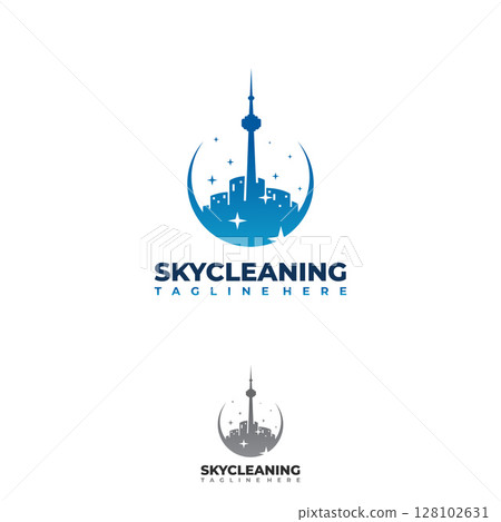 Urban Cleaning design modern logo with Toronto skyline Urban Cleaning design modern logo with Toronto skyline 128102631