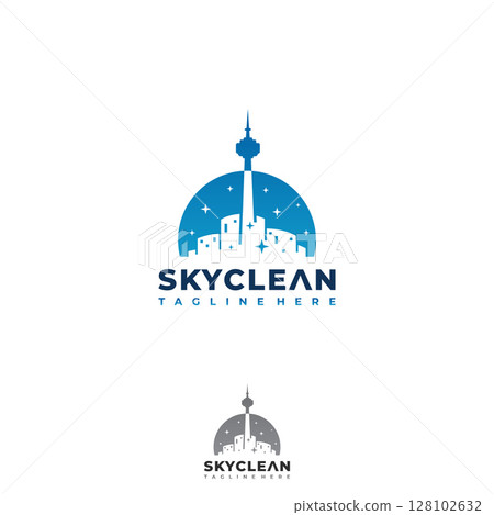 Urban Cleaning design modern logo with silhouette Toronto skyline Urban Cleaning design modern logo with silhouette Toronto skyline 128102632