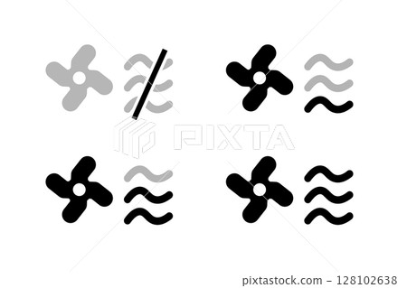 一組具有三種不同氣流水平的氣流圖標 一組具有三種不同氣流水平的氣流圖標 128102638