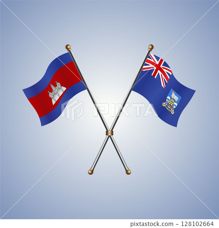 Cambodia and Falkland Islands flag. Vector Illustration 128102664