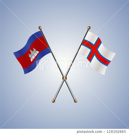 Cambodia and Faroe Islands flag. Vector Illustration 128102665
