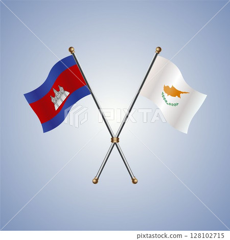 Cambodia and Cyprus flag. Vector Illustration Cambodia and Cyprus flag. Vector Illustration 128102715