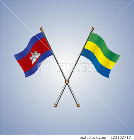 Cambodia and Gabon flag. Vector Illustration Cambodia and Gabon flag. Vector Illustration 128102717