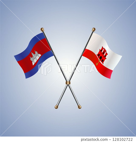 Cambodia and Gibraltar flag. Vector Illustration Cambodia and Gibraltar flag. Vector Illustration 128102722